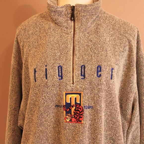 VTG 90's Disney Tigger Varsity Squad 1/4 Zip Mock Neck, Knit Sweater sz M - Picture 2 of 9